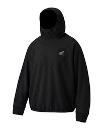 H-Tech Waffle Back Pocket Hooded Long Sleeve Black