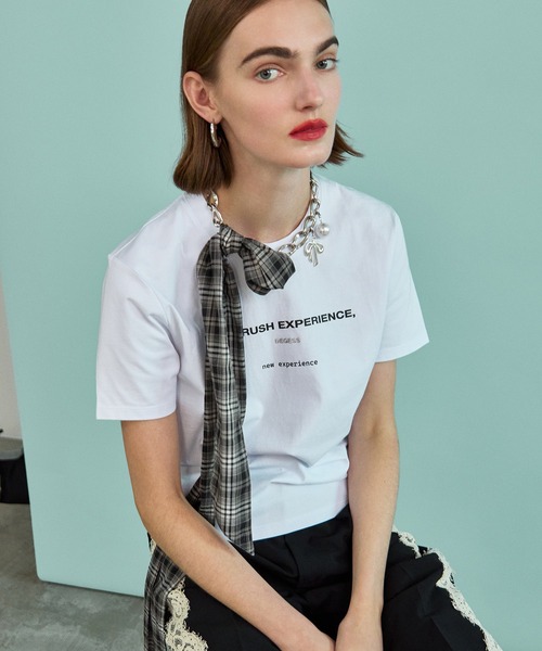 MAISON SPECIAL（メゾンスペシャル）の「Exeperience Logo T-shirts/exeperienceロゴＴシャツ（Tシャツ/カットソー・レディース・オレンジ/グリーン/ホワイト/ブルー/チャコールグレー・FREE）」の2枚目の写真
