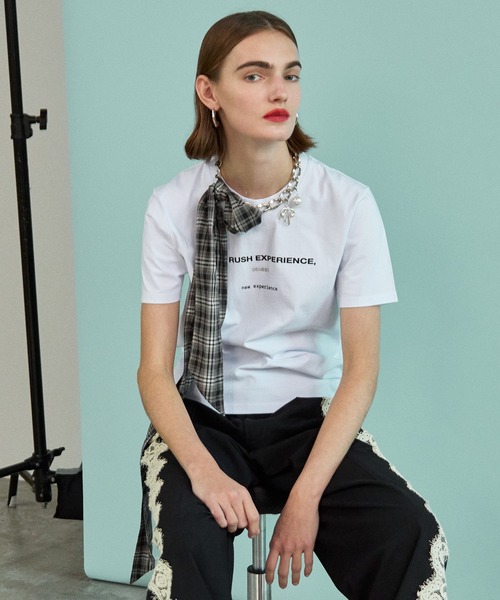 MAISON SPECIAL（メゾンスペシャル）の「Exeperience Logo T-shirts/exeperienceロゴＴシャツ（Tシャツ/カットソー・レディース・オレンジ/グリーン/ホワイト/ブルー/チャコールグレー・FREE）」の7枚目の写真