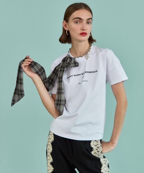 MAISON SPECIAL（メゾンスペシャル）の「Exeperience Logo T-shirts/exeperienceロゴＴシャツ（Tシャツ/カットソー・レディース・オレンジ/グリーン/ホワイト/ブルー/チャコールグレー・FREE）」の8枚目の写真