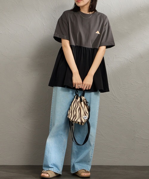 KELTY（ケルティ）の「[KELTY/ケルティ] 別注 ウエスト切替 ペプラムデザインTシャツ（Tシャツ/カットソー・レディース・チャコールグレー/ブラック/グレイッシュベージュ/カーキ・F）」の14枚目の写真