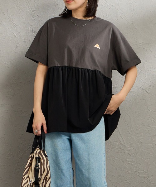 KELTY（ケルティ）の「[KELTY/ケルティ] 別注 ウエスト切替 ペプラムデザインTシャツ（Tシャツ/カットソー・レディース・チャコールグレー/ブラック/グレイッシュベージュ/カーキ・F）」の11枚目の写真