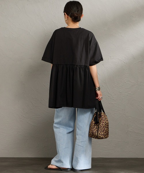 KELTY（ケルティ）の「[KELTY/ケルティ] 別注 ウエスト切替 ペプラムデザインTシャツ（Tシャツ/カットソー・レディース・チャコールグレー/ブラック/グレイッシュベージュ/カーキ・F）」の6枚目の写真