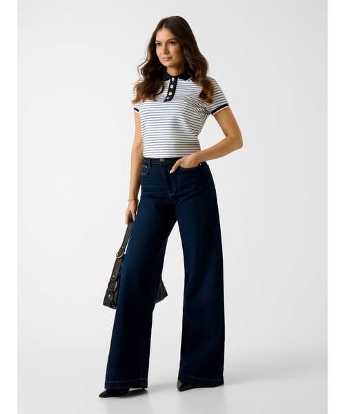 Guess(ゲス)の「ALPHONSINE Striped Top ポロシャツ(ポロシャツ・レディース・ホワイト×ネイビー/ネイビー・MEDIUM/LARGE/SMALL/X-SMALL)」の5枚目の写真