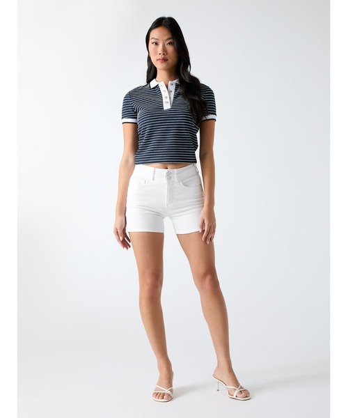 Guess(ゲス)の「ALPHONSINE Striped Top ポロシャツ(ポロシャツ・レディース・ホワイト×ネイビー/ネイビー・MEDIUM/LARGE/SMALL/X-SMALL)」の10枚目の写真