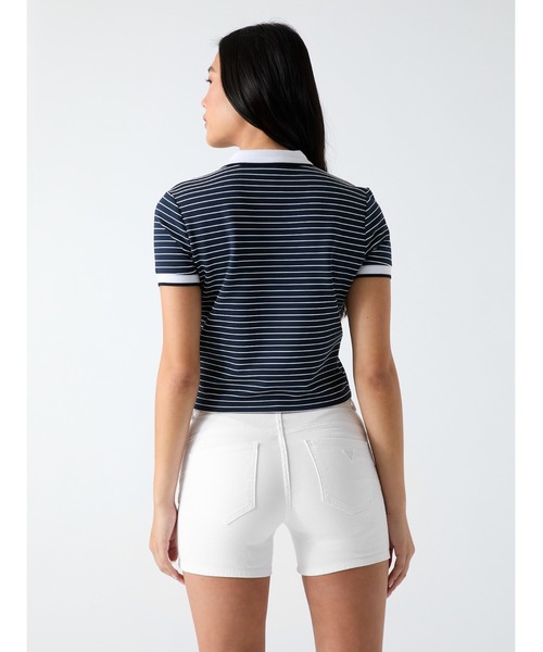 Guess(ゲス)の「ALPHONSINE Striped Top ポロシャツ(ポロシャツ・レディース・ホワイト×ネイビー/ネイビー・MEDIUM/LARGE/SMALL/X-SMALL)」の8枚目の写真