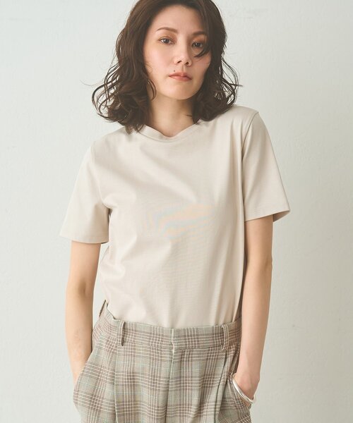 Whim Gazette(ウィムガゼット)の「スビンコットンTシャツ(Tシャツ/カットソー・レディース・ベージュ/オフホワイト・FREE)」の2枚目の写真
