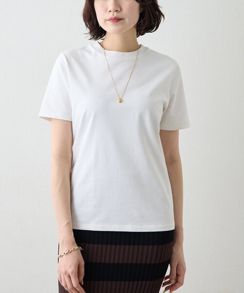 Whim Gazette(ウィムガゼット)の「スビンコットンTシャツ(Tシャツ/カットソー・レディース・ベージュ/オフホワイト・FREE)」の3枚目の写真