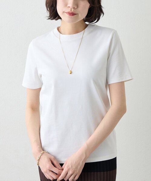 Whim Gazette(ウィムガゼット)の「スビンコットンTシャツ(Tシャツ/カットソー・レディース・ベージュ/オフホワイト・FREE)」の4枚目の写真