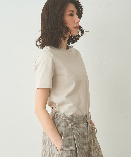 Whim Gazette(ウィムガゼット)の「スビンコットンTシャツ(Tシャツ/カットソー・レディース・ベージュ/オフホワイト・FREE)」の13枚目の写真