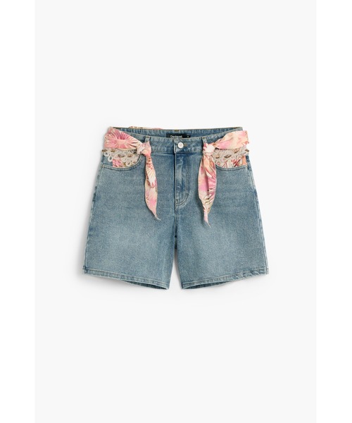 Desigual(デシグアル)の「花柄スカーフ デニムショートパンツ(デニムパンツ・レディース・ブルー・42/40/38/36/44/34)」の2枚目の写真