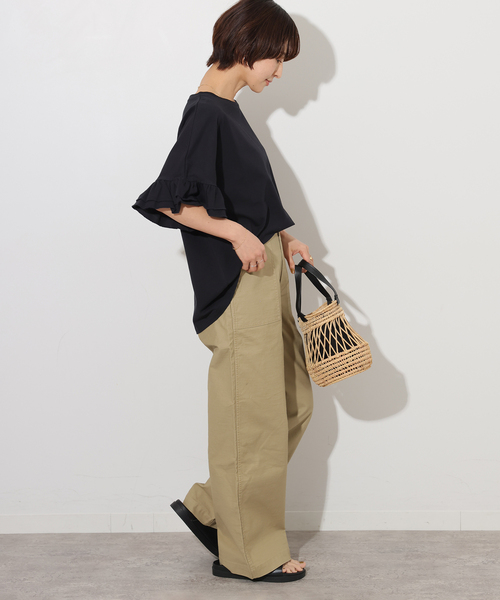 JOURNAL STANDARD relume（ジャーナルスタンダード　レリューム）の「《追加》コットンダブルフリルTEE（Tシャツ/カットソー・レディース・ホワイト/ブラック・FREE）」の8枚目の写真