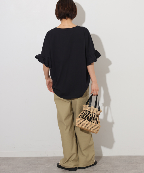 JOURNAL STANDARD relume（ジャーナルスタンダード　レリューム）の「《追加》コットンダブルフリルTEE（Tシャツ/カットソー・レディース・ホワイト/ブラック・FREE）」の9枚目の写真