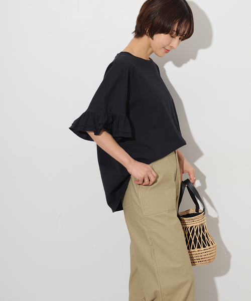 JOURNAL STANDARD relume（ジャーナルスタンダード　レリューム）の「《追加》コットンダブルフリルTEE（Tシャツ/カットソー・レディース・ホワイト/ブラック・FREE）」の11枚目の写真