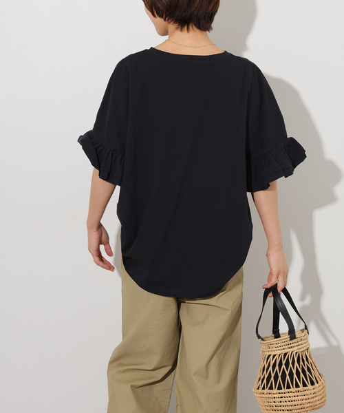 JOURNAL STANDARD relume（ジャーナルスタンダード　レリューム）の「《追加》コットンダブルフリルTEE（Tシャツ/カットソー・レディース・ホワイト/ブラック・FREE）」の12枚目の写真