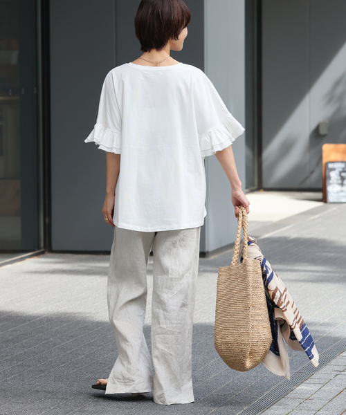 JOURNAL STANDARD relume（ジャーナルスタンダード　レリューム）の「《追加》コットンダブルフリルTEE（Tシャツ/カットソー・レディース・ホワイト/ブラック・FREE）」の14枚目の写真