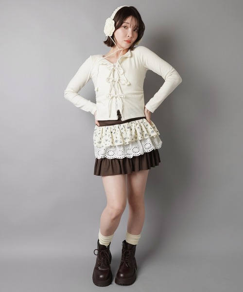 SPINNS（スピンズ）の「着回し無限★レイヤードで魅せる2WAYミニスカート / チュニック（スカート・レディース・ブラック/ブラウン/グレー/アイボリー・ONESIZE）」の7枚目の写真