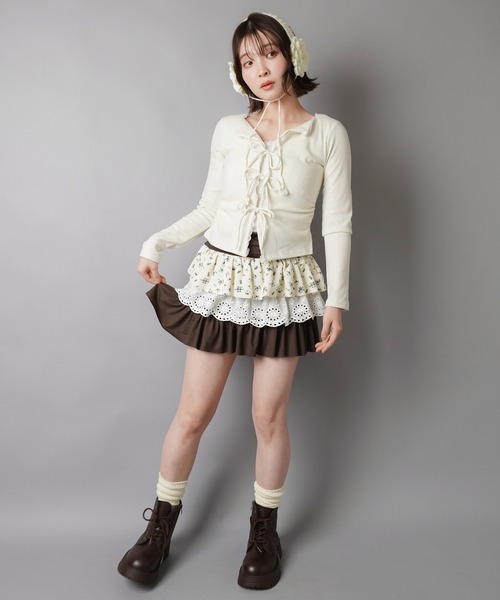 SPINNS（スピンズ）の「着回し無限★レイヤードで魅せる2WAYミニスカート / チュニック（スカート・レディース・ブラック/ブラウン/グレー/アイボリー・ONESIZE）」の8枚目の写真