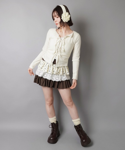 SPINNS（スピンズ）の「着回し無限★レイヤードで魅せる2WAYミニスカート / チュニック（スカート・レディース・ブラック/ブラウン/グレー/アイボリー・ONESIZE）」の9枚目の写真