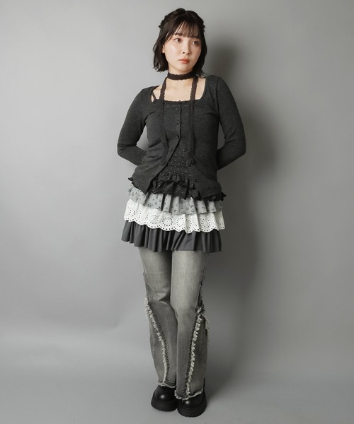 SPINNS（スピンズ）の「着回し無限★レイヤードで魅せる2WAYミニスカート / チュニック（スカート・レディース・ブラック/ブラウン/グレー/アイボリー・ONESIZE）」の21枚目の写真