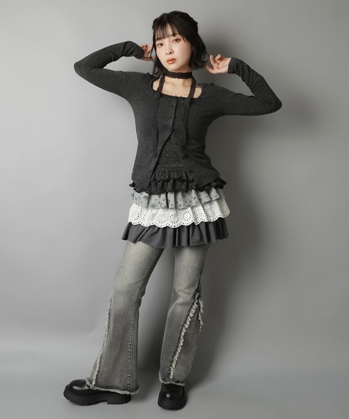 SPINNS（スピンズ）の「着回し無限★レイヤードで魅せる2WAYミニスカート / チュニック（スカート・レディース・ブラック/ブラウン/グレー/アイボリー・ONESIZE）」の19枚目の写真