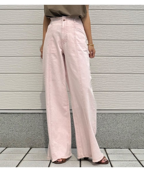 Q(キュー)の「ストレッチデニムパンツ(デニムパンツ・レディース・ライトブルー/アイボリー/ピンク/インディゴブルー・MEDIUM)」の1枚目の写真