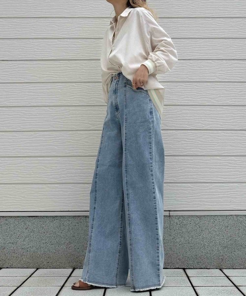 Q(キュー)の「ストレッチデニムパンツ(デニムパンツ・レディース・ライトブルー/アイボリー/ピンク/インディゴブルー・MEDIUM)」の20枚目の写真