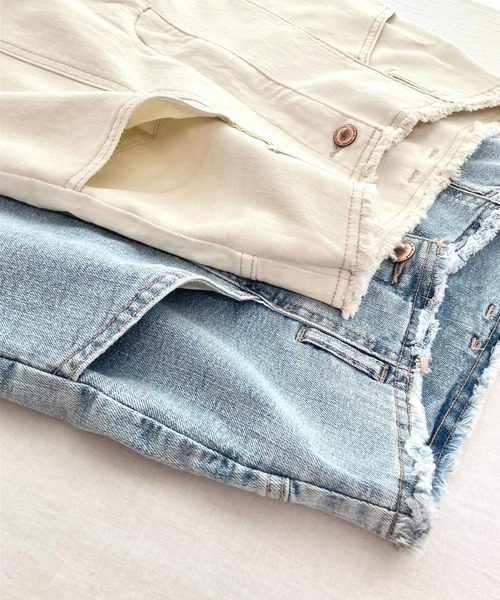 Q(キュー)の「ストレッチデニムパンツ(デニムパンツ・レディース・ライトブルー/アイボリー・MEDIUM)」の13枚目の写真