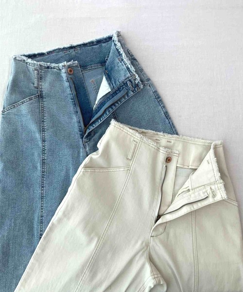Q(キュー)の「ストレッチデニムパンツ(デニムパンツ・レディース・ライトブルー/アイボリー・MEDIUM)」の11枚目の写真