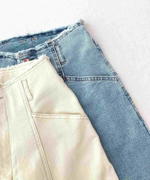 Q(キュー)の「ストレッチデニムパンツ(デニムパンツ・レディース・ライトブルー/アイボリー・MEDIUM)」の12枚目の写真