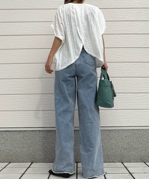 Q(キュー)の「ストレッチデニムパンツ(デニムパンツ・レディース・ライトブルー/アイボリー/ピンク/インディゴブルー・MEDIUM)」の6枚目の写真
