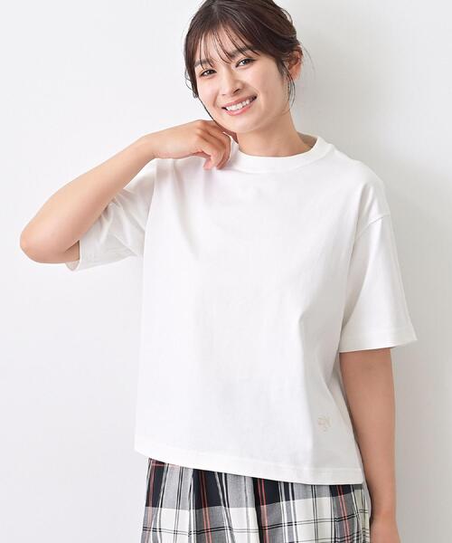 Dessin(デッサン)の「【日本製】和歌山ローズペトールTシャツ(Tシャツ/カットソー・レディース・ホワイト/ネイビー・01/02/03)」の1枚目の写真