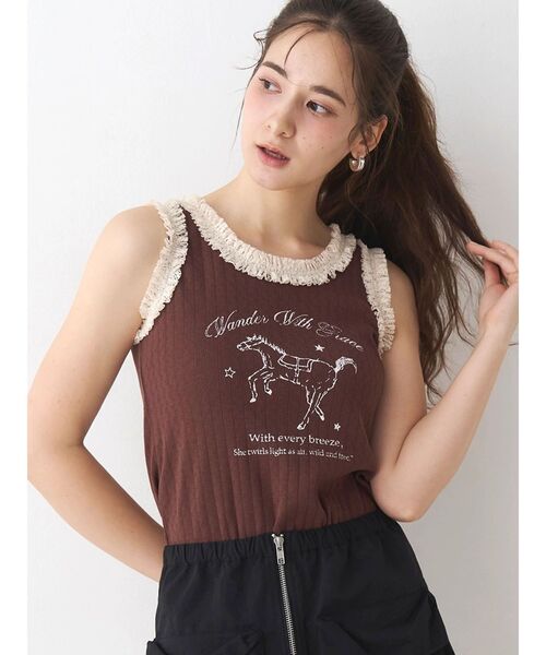 CALNAMUR（カルナムール）の「ウエスタングラフィックタンクトップ（タンクトップ・レディース・ホワイト/ピンク/ブラウン・FREE）」の2枚目の写真