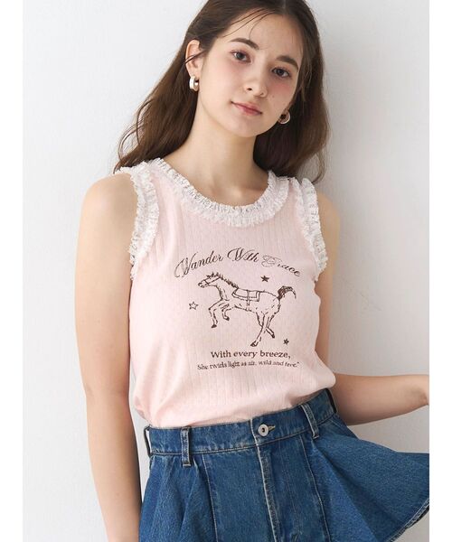CALNAMUR（カルナムール）の「ウエスタングラフィックタンクトップ（タンクトップ・レディース・ホワイト/ピンク/ブラウン・FREE）」の16枚目の写真