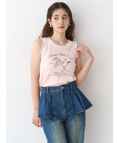 CALNAMUR（カルナムール）の「ウエスタングラフィックタンクトップ（タンクトップ・レディース・ホワイト/ピンク/ブラウン・FREE）」の17枚目の写真