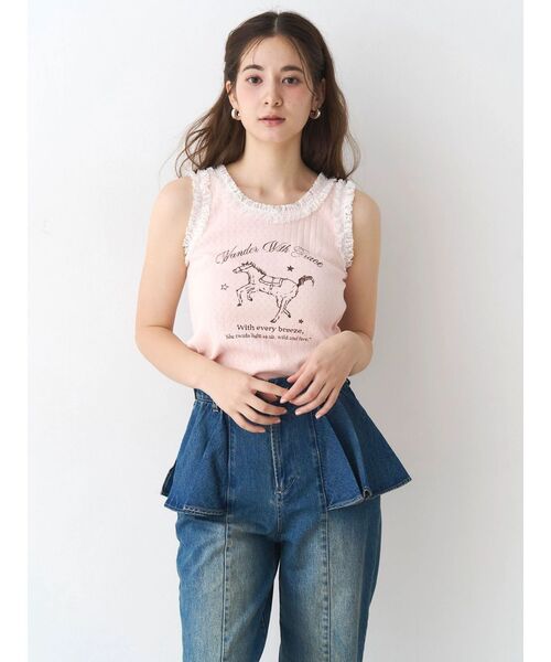 CALNAMUR（カルナムール）の「ウエスタングラフィックタンクトップ（タンクトップ・レディース・ホワイト/ピンク/ブラウン・FREE）」の19枚目の写真