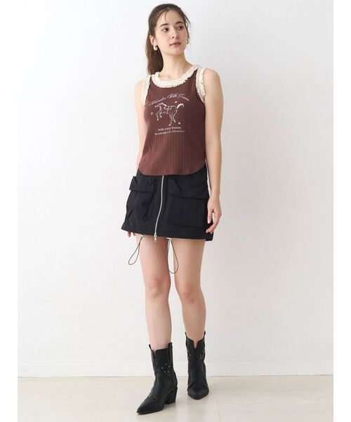 CALNAMUR（カルナムール）の「ウエスタングラフィックタンクトップ（タンクトップ・レディース・ホワイト/ピンク/ブラウン・FREE）」の7枚目の写真