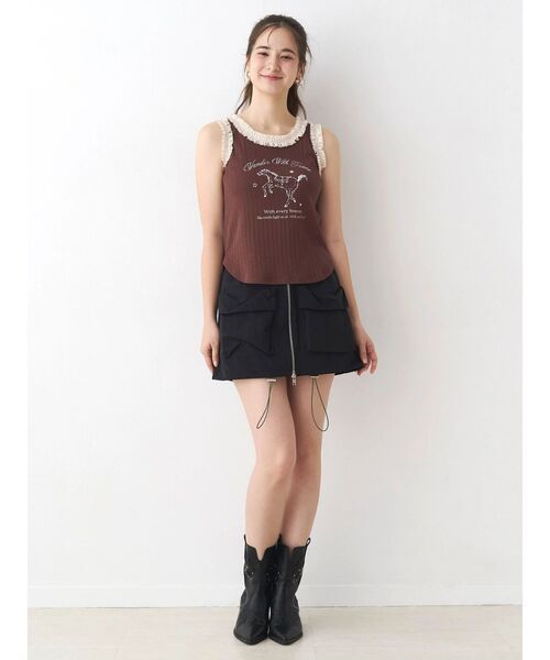 CALNAMUR（カルナムール）の「ウエスタングラフィックタンクトップ（タンクトップ・レディース・ホワイト/ピンク/ブラウン・FREE）」の9枚目の写真