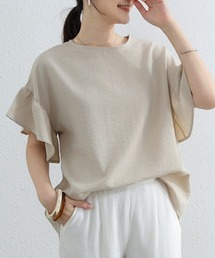 袖フリル半袖Tシャツ