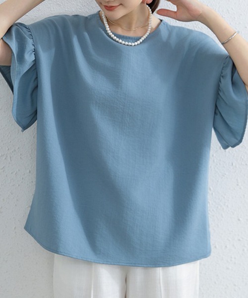 mielu(ミエル)の「袖フリル半袖Tシャツ(Tシャツ/カットソー・レディース・ベージュ/ホワイト/ブルー/ブラック・FREE)」の20枚目の写真