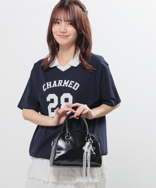Honeys(ハニーズ)の「【UVカット】衿付Tシャツ(Tシャツ/カットソー・レディース・ネイビー/オートミール/ブルー/レッド・L/SS/LL/S/M)」の12枚目の写真