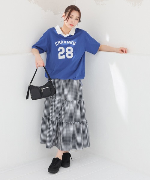 Honeys(ハニーズ)の「【UVカット】衿付Tシャツ(Tシャツ/カットソー・レディース・ネイビー/オートミール/ブルー/レッド・L/SS/LL/S/M)」の13枚目の写真