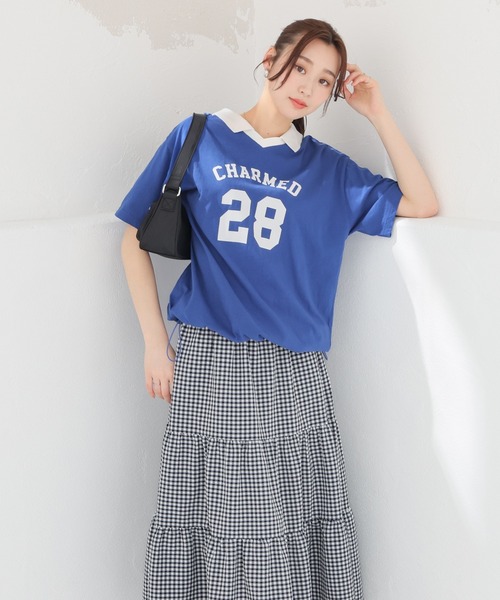 Honeys(ハニーズ)の「【UVカット】衿付Tシャツ(Tシャツ/カットソー・レディース・ネイビー/オートミール/ブルー/レッド・L/SS/LL/S/M)」の14枚目の写真
