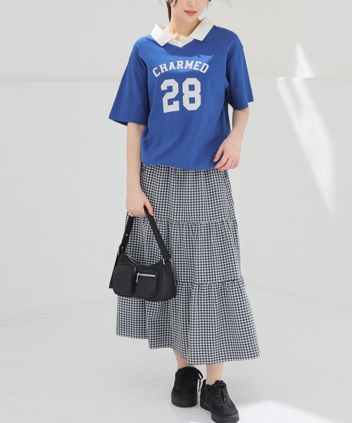 Honeys(ハニーズ)の「【UVカット】衿付Tシャツ(Tシャツ/カットソー・レディース・ネイビー/オートミール/ブルー/レッド・L/SS/LL/S/M)」の16枚目の写真