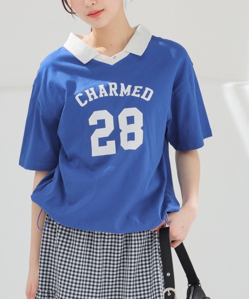 Honeys(ハニーズ)の「【UVカット】衿付Tシャツ(Tシャツ/カットソー・レディース・ネイビー/オートミール/ブルー/レッド・L/SS/LL/S/M)」の17枚目の写真