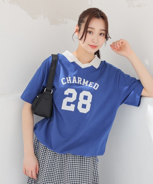 Honeys(ハニーズ)の「【UVカット】衿付Tシャツ(Tシャツ/カットソー・レディース・ネイビー/オートミール/ブルー/レッド・L/SS/LL/S/M)」の18枚目の写真