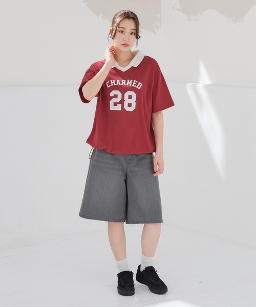 Honeys(ハニーズ)の「【UVカット】衿付Tシャツ(Tシャツ/カットソー・レディース・ネイビー/オートミール/ブルー/レッド・L/SS/LL/S/M)」の19枚目の写真