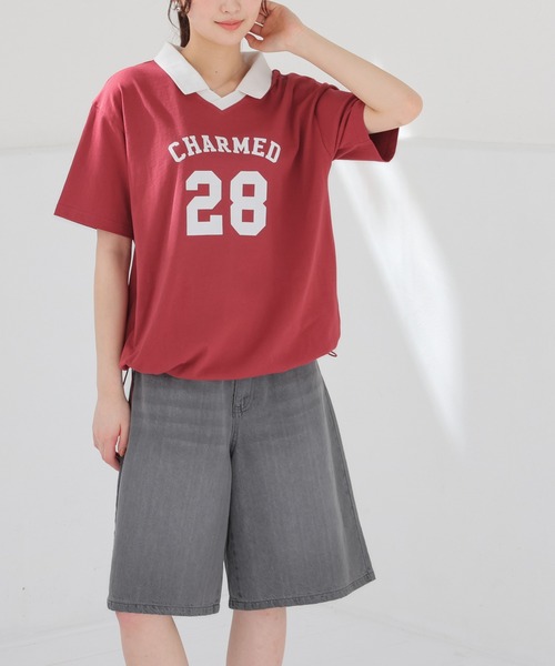 Honeys(ハニーズ)の「【UVカット】衿付Tシャツ(Tシャツ/カットソー・レディース・ネイビー/オートミール/ブルー/レッド・L/SS/LL/S/M)」の20枚目の写真