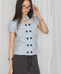 WHO'S WHO gallery | 【WEB限定カラーあり】Wボタンギャザーブラウス(ドット柄・無地・チェック柄)(シャツ/ブラウス)