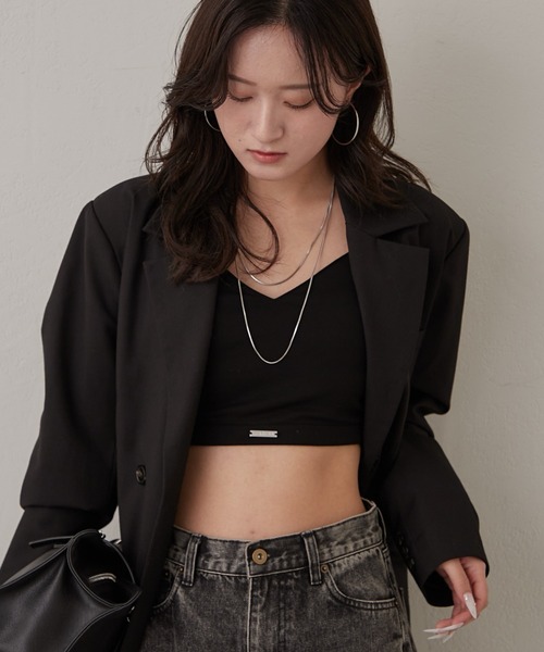mline（エムライン）の「[mline]パット付き プレートシンプルキャミ（キャミソール・レディース・オフホワイト/グレー/ブラック・FREE）」の5枚目の写真